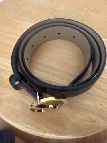 Cintura donna ST. John in pelle nera con fibbia logo oro taglia media made in Italy - Foto 4 di 14