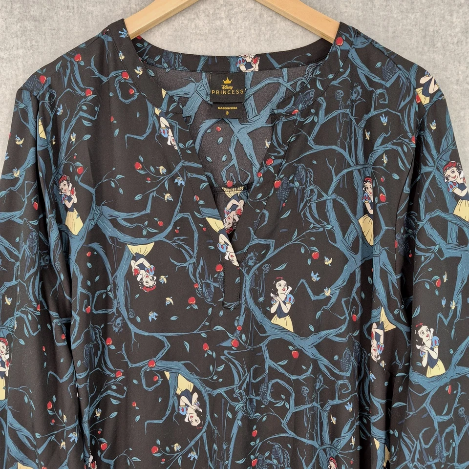 Camisa Princesa Disney Mujer 3X Negra Estampado Blancanieves Manga Larga Túnica Cuello en V Foto 3 de 4