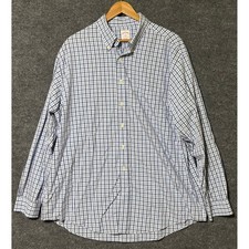 Brooks Brothers 346 Mens XL Blue Plaid Cotton Button Down Shirt Long Sleeve