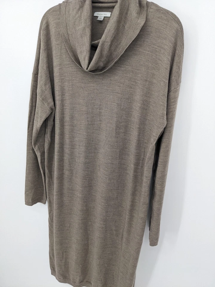 Vestido Suéter Granate Hill Para Mujer Grande Tostado Lana Merino Capucha Cuello Pullover Foto 2 de 4