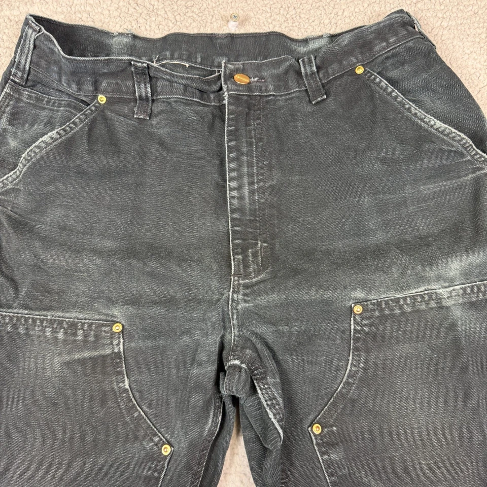 Vintage Carhartt Masculino B01 Carpinteiro Preto Joelho Duplo Ajuste Relaxado Tamanho 34x30 - Imagem 2 de 4