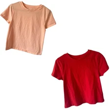 UNIVERSAL THREAD Short Sleeve Cropped T Shirt Bundle Small Apricot Red