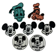 6x Vintage WALT DISNEY RUBBER FRIDGE MAGNETS - Mickey Mouse Club - Made in USA