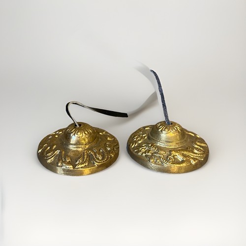 Brass Tingshas Tibetan Chimes 63mm/2.48” Finger Cymbals Meditation Chimes Bells