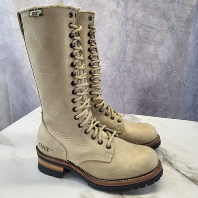Gat Tank Tall Lace Up Lug Logger Boots Men's Size 6 Beige