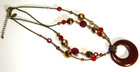 Vintage Signed LIA SOPHIA Glass Beads Multi Strand Adjustable W/Pendant — photo 2
