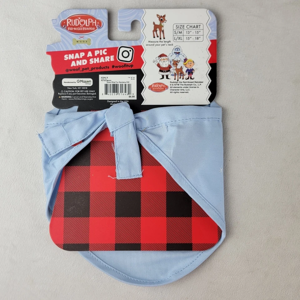 Rodolfo el Reno Nariz Roja Mascota Perro Gato Bandana Nieve Qué Divertido Azul Navidad Foto 2 de 3