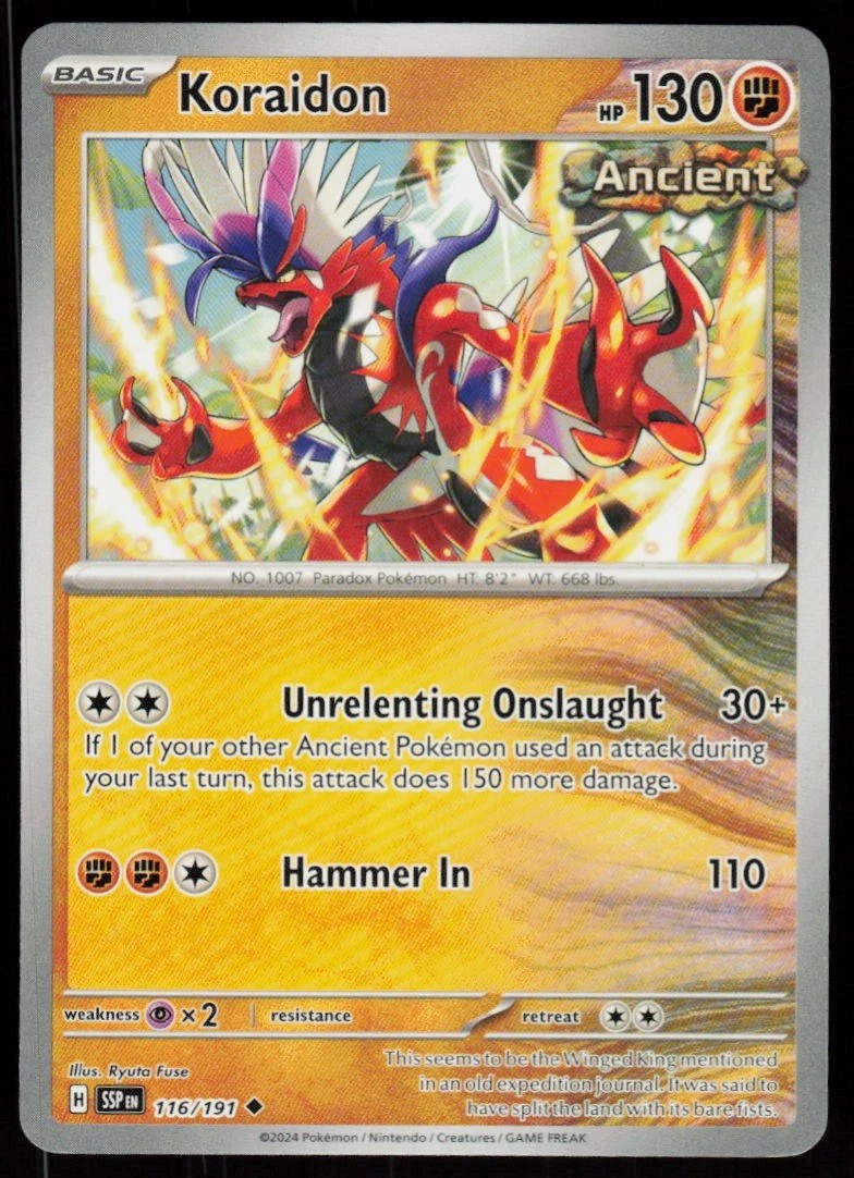 koraidon pokemon card ancient Game Scarlet & Violet Starter Deck & Build Set Future Miraidon ex 120/162 / Double Rare Card Type / HP / Stage Pokemon TCG Ancient Koraidon Start