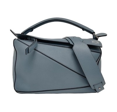 Loewe Pre-Owned Authentic Puzzle Crossbody Bag Blue Silver