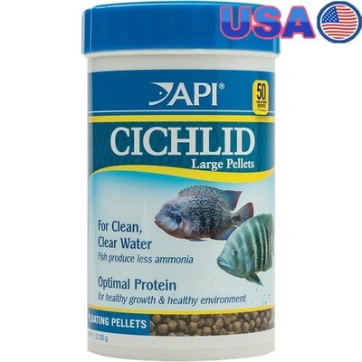 Cichlid Large Floating Pellets Fish Food Digestive Health 7.1oz Container New