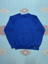 Vintage 80s crewneck sweatshirt blank blue pullover soft youth kids medium