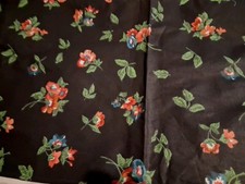 Black Background Multicolored Floral Cotton Fabric 10" Wide X 100" Length