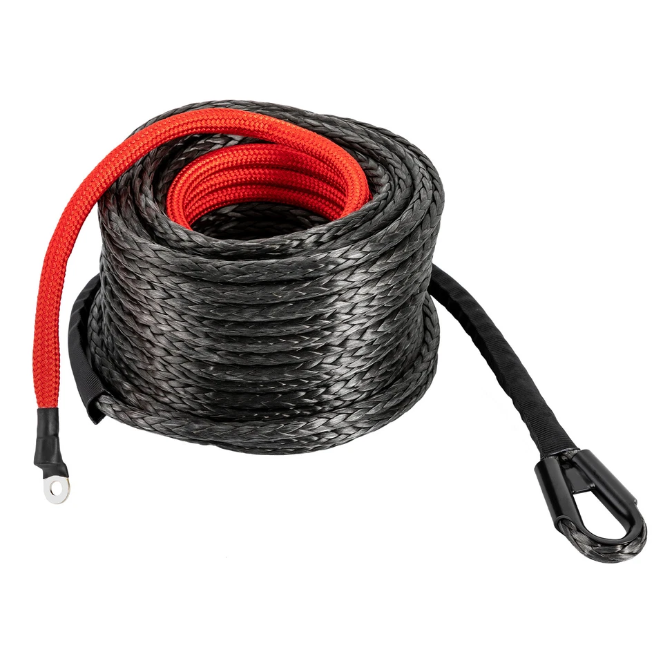 Cable de línea de cabrestante sintético de 1/2"x92 pies con funda + gancho de cabrestante para ATV UTV Foto 2 de 4