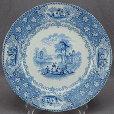 J & MPB & Co Glasgow Scotland Italian Lakes Blue Transferware 10 5/8 Inch Plate