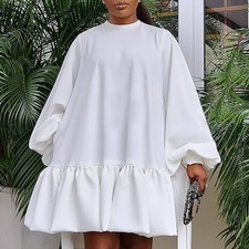 Womens Midi Dresses Long Sleeve Cocktail Church Tea Dresses A-Line Swing Dresses