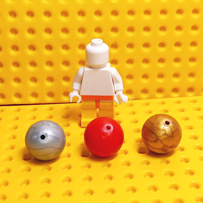 LEGO Sports Ball Lot of 3 GOLD RED PEARL Gray Marbled SPHERE Bowl Basket Dodge