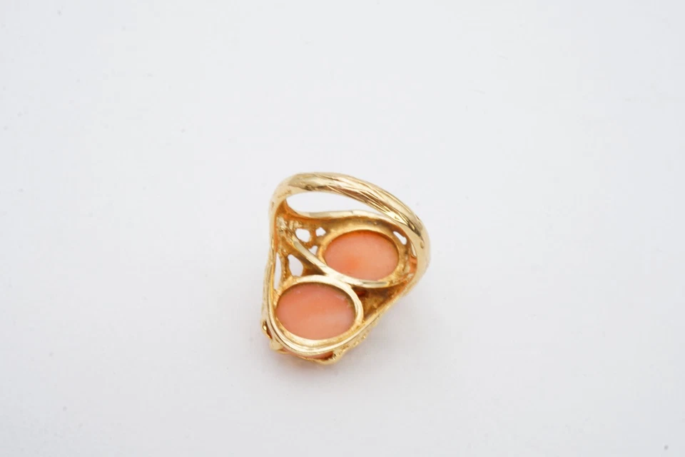 Anillo coral oro amarillo 14k talla 7,75 Foto 4 de 4