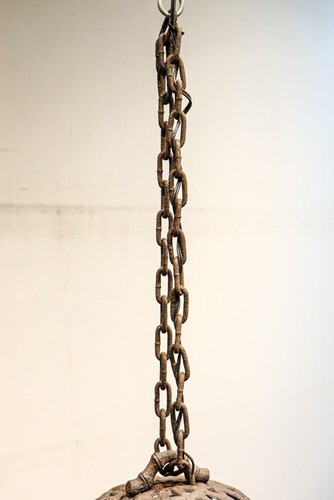 Japanese Iron hanging lantern TORO Sparrow & Bamboo SUKASHI TAISHO w10.4" *62 - Picture 23 of 24