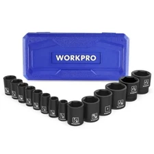 WORKPRO 14PC 1/2" Drive Shallow Impact Socket Set SAE 3/8”-1-1/4" 6-Point Socket