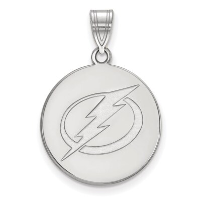 10k Weißgold NHL LogoArt Tampa Bay Lightning große Scheibe Anhänger