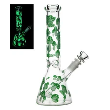 11Inch Bongs Green Mushroom Glass Bong Smoking Hookah Glass Water Pipe 14mm Bowl