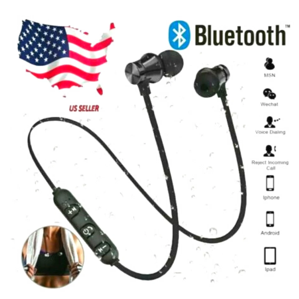 Bluetooth Neckband Wireless Headphones Mic Headset Stereo Earbuds Earphone - Image 4 of 4