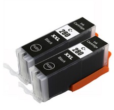 2 Black Ink w/ LED for PGI-280XXL PGI 280 XXL PGBK TR7520 TS8520 TS6120 TS6220