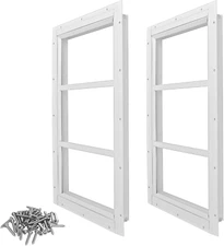 2 Pack Shed Windows 10'' X 18'' White Flush Mount with Tempered Glass for Playho