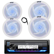 JVC KD-X38MBS Marine Radio, 2x 8" 2x 6.5" Blue LED White Speakers, Antenna