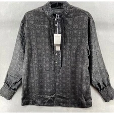 NWT Birgitte Herskind Shirt Womens 8 (EU Sz 38) Lou Blouse Snake Skin Mock Neck
