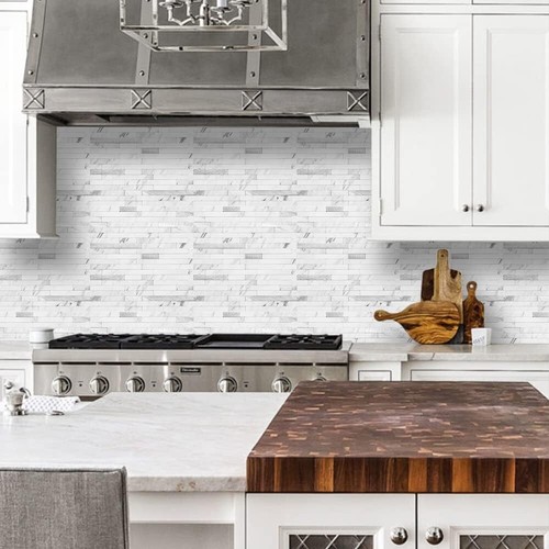 18.8 Sq.Ft. DIY Peel and Stick White Marble Look Tiles - Stylish Kitchen Upgrade - Picture 4 of 10