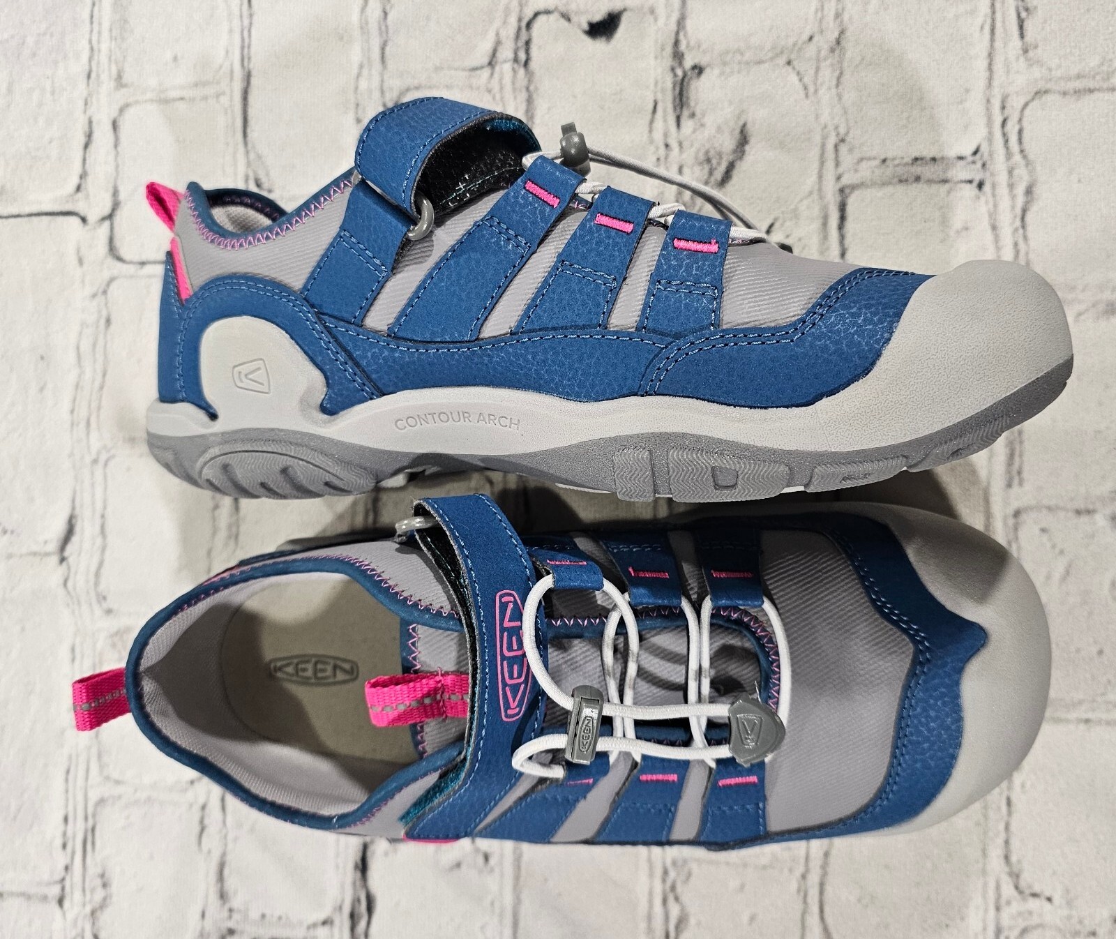 SAOLA Scarpe da acqua da trekking Keen Knotch Hollow Trail con serratura in pizzo blu grigio GIOVANE TAGLIA 5