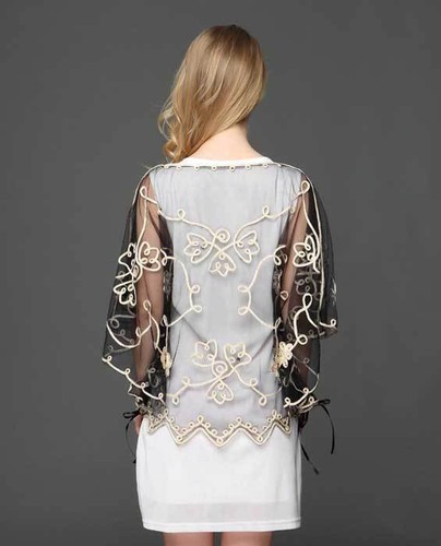 Transparente BOLERO ENCOGIMIENTO DE HOMBROS Capa Artesanal Dama Top Chaqueta 8-18 Abrigo Capa Boda Fiesta - Imagen 16 de 23