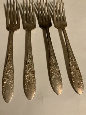 4 USN National Silver A1 Navy Silverplated Forks Ship Formal