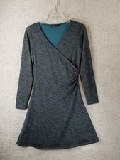 Prana Long Sleeve Knit Dress Women's XS *Gray Heather Faux Wrap Lined
