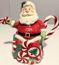 Vintage Fitz & Floyd OCI Omnibus Christmas Santa Claus Tea Pot 