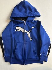 Boys Sweatshirt Hoodie Blue Zipper Front and Puma Logo on Front size 4