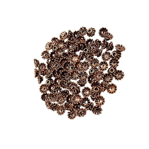 Copper Bali Bead Cap, Solid Copper Handmade Beads, Copper Spacer Beads, Oxidized - Picture 6 of 10