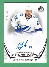 2021-22 UPPER DECK SP AUTHENTIC GABRIEL FORTIER AUTO FUTURE WATCH RC 696/999