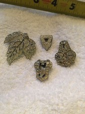 Lot 4 Vintage Small Fur Pins Clips Art Deco Ornate Rhinestones