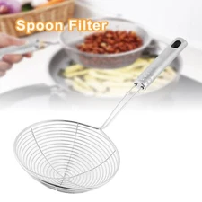 Mesh Net Strainer Stainless Steel Wire Skimmer Spoon Filter Ladle Kitchen JQ