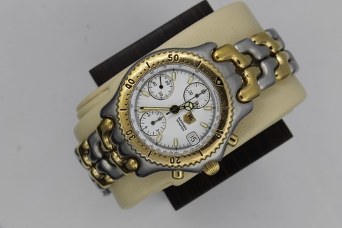 Tag Heuer Mens Automatic SEL Watch CG2120.BB0424 Link White Gold Chronograph - Picture 12 of 14
