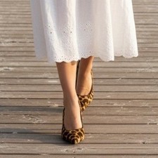 Nine West Leopard Print Calf Hair Stiletto Pumps Women's Size 8.5M