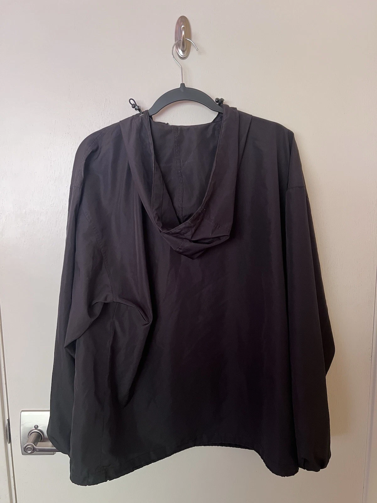 Champion Black Hooded Windbreaker Mens Large Pullover Half Zip Anorak image 3