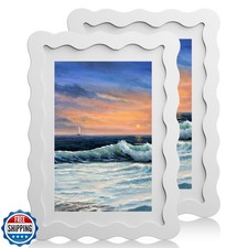 Chrspk 5x7 Wavy Picture Frame With Mat For 4x6, Wavy Edge Wooden