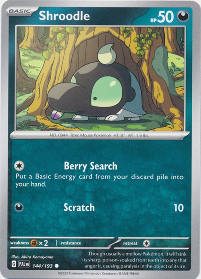 Shroodle - 144/193 - Common (Mp) Paldea Evolved - Darkness Pokémon