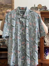 REYN SPOONER Light Blue Birds of Paradise Leaves Hawaiian Short Sleeve Shirt 2XL