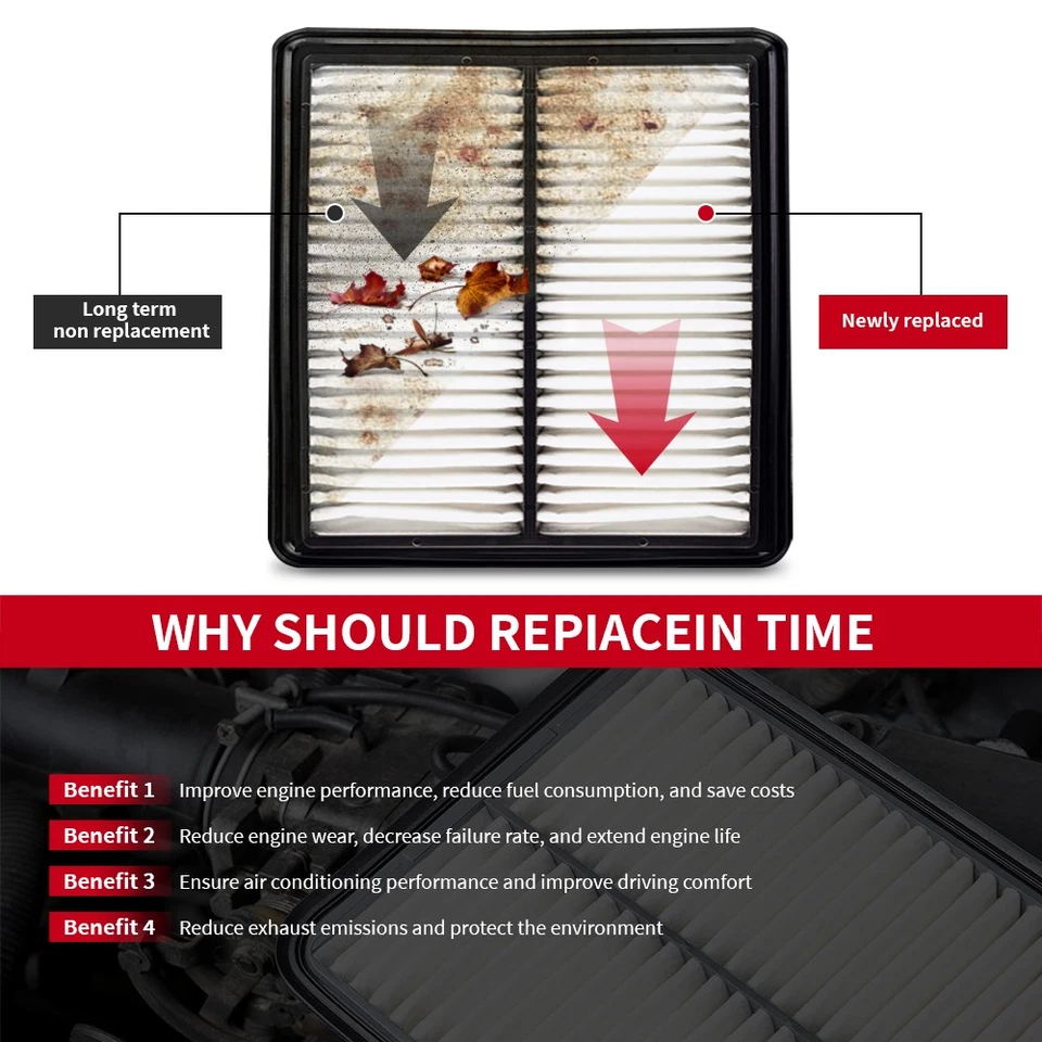 Filtro de aire del motor 1 pieza para Honda Accord 1998-2002 Acura CL 2001-2003 TL 99-03 Foto 4 de 4