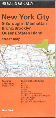New York City 5-Boroughs Manhattan Bronx Brooklyn Queens Rand McNally