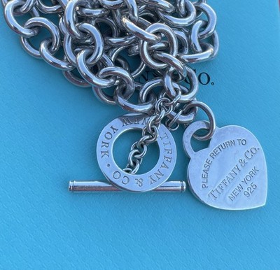 Tiffany Co Return T&co Toggle Heart Tag Heavy Chain Choker